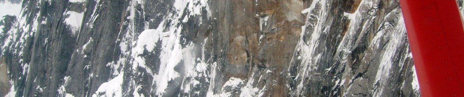 Author faces granite wall of Mount McKinley. AK.